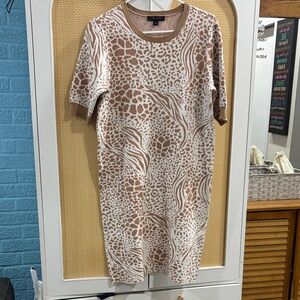 Ann Taylor Cream and Brown Animal Print Mini Dress
